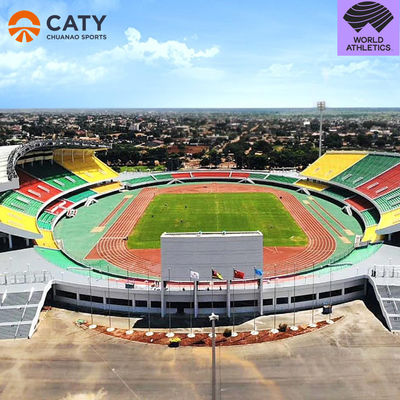 ระบบแซนด์วิช IAAF สนามวิ่งครึ่งช่าง สนามกีฬา สนามกีฬา สนามกีฬา และวัสดุสนามกีฬา EPDM กลีบยางสําหรับพื้นที่สนามเล่น