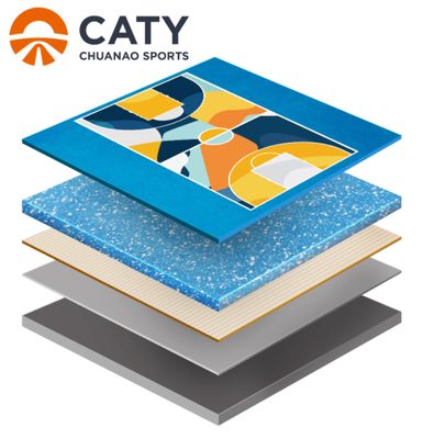 สนามกีฬามัลติสปอร์ตสำเร็จรูปกึ่งถาวร ทนทาน พื้นผิวไร้รอยต่อ ไม่ลื่น สำหรับโรงเรียนและชุมชน